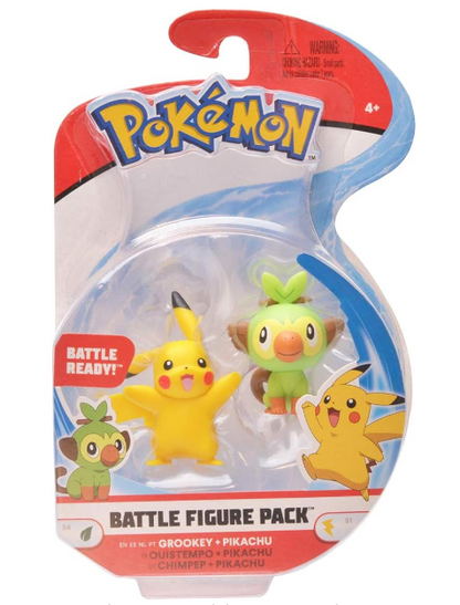 PIKACHU Y GROOKEY ORIGINAL POKEMON BATTLE FIGURE