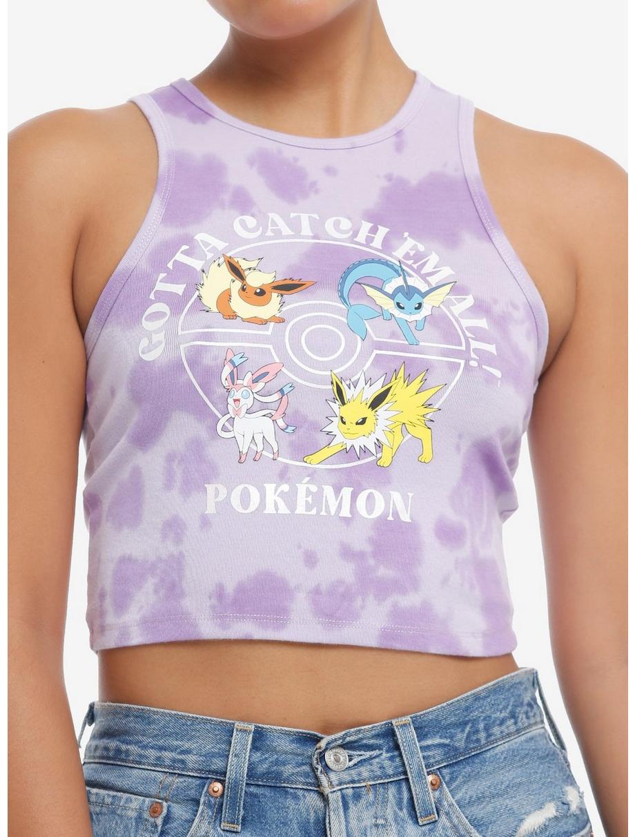 Pokemon Eeveelution Purple Wash Girls Crop Tank Top